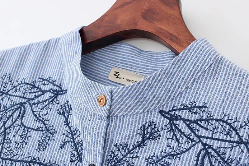 Осенняя Свободная рубашка с вышивкой больших размеров, хлопковые повседневные топы с длинными рукавами, блузка, Женская длинная рубашка большого размера 4XL