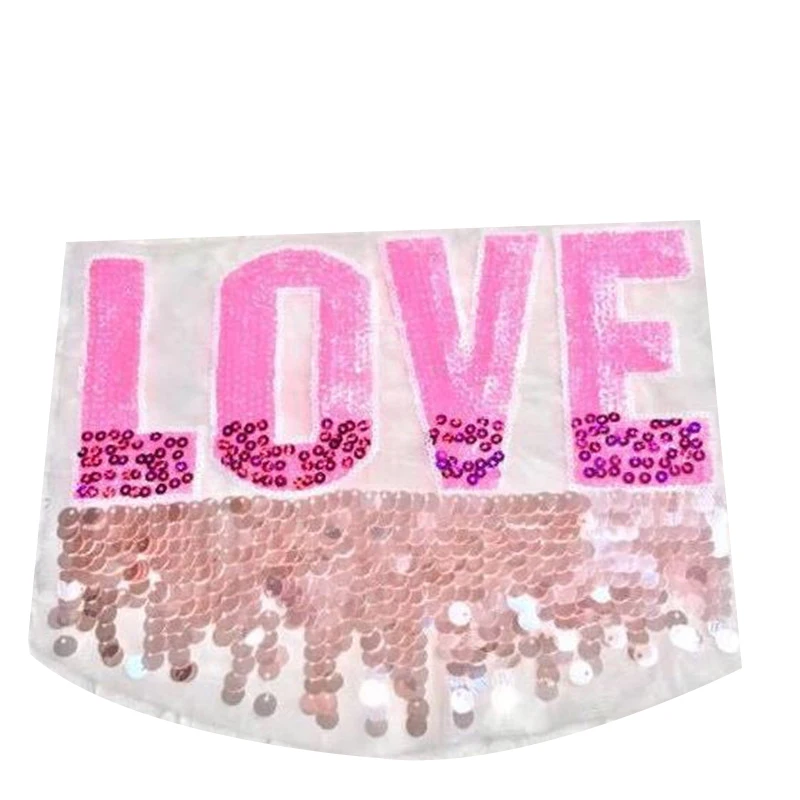 

T shirt Women patch sequins 25cm love deal with it biker patches for clothing color stickers 3d t shirt mens free shipping