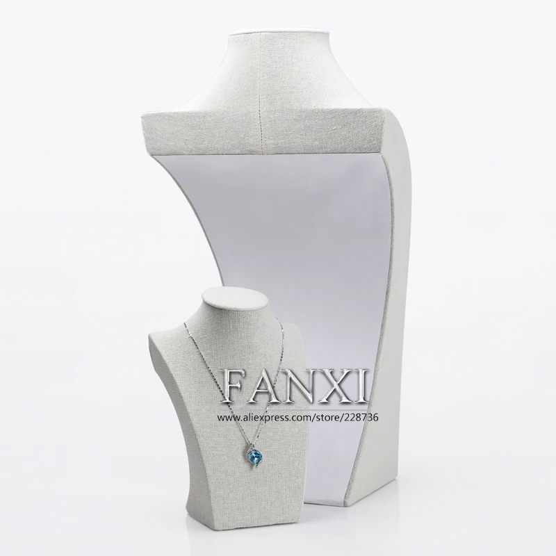 FANXI Пользовательские Белый лен ожерелье/кулон ювелирных изделий дисплей Модель бюст магазин счетчиков Манекен Стенд Стойки