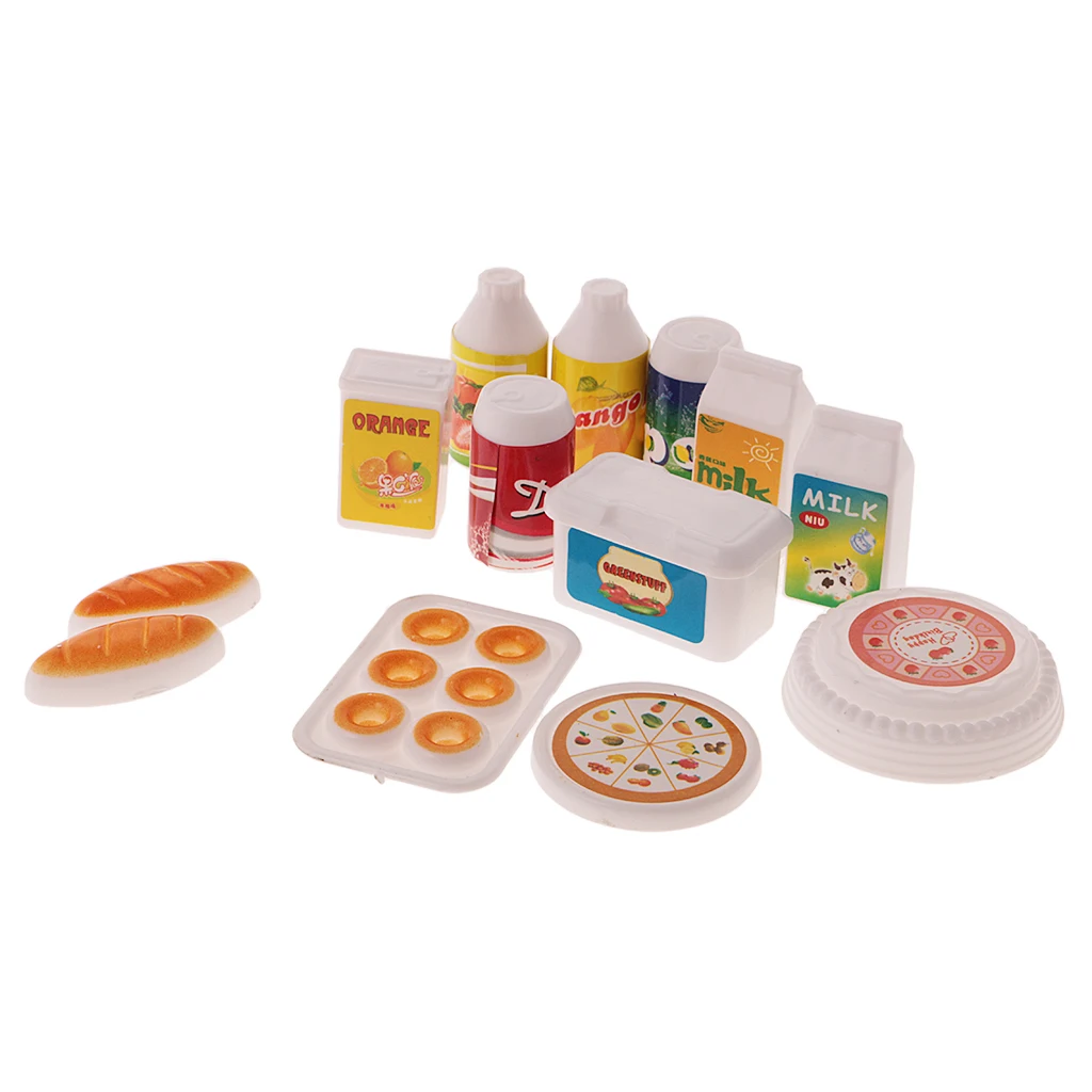 12Pcs Dollhouse Miniature Juice Milk Drinks Kitchen Food Set for Dolls Kids Pretend Play Toys Doll Kitchen Accessories
