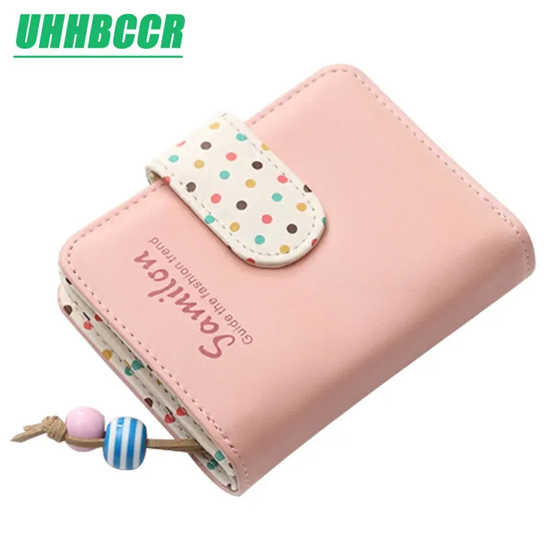 

Fashion Small Wallet Women Short Luxury Brand Cute Female Purse PU Leather Dot Design Girls Lady Zipper Wallets Card Holder Bags