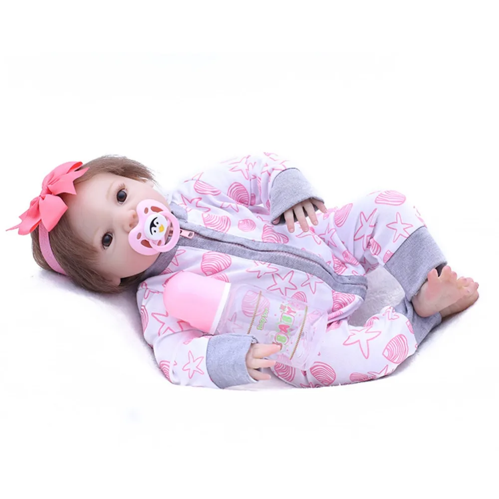 SanyDoll 16 дюймов 43 см Силиконовые baby reborn куклы, кукла reborn милая кукла в платье Рождественский подарок