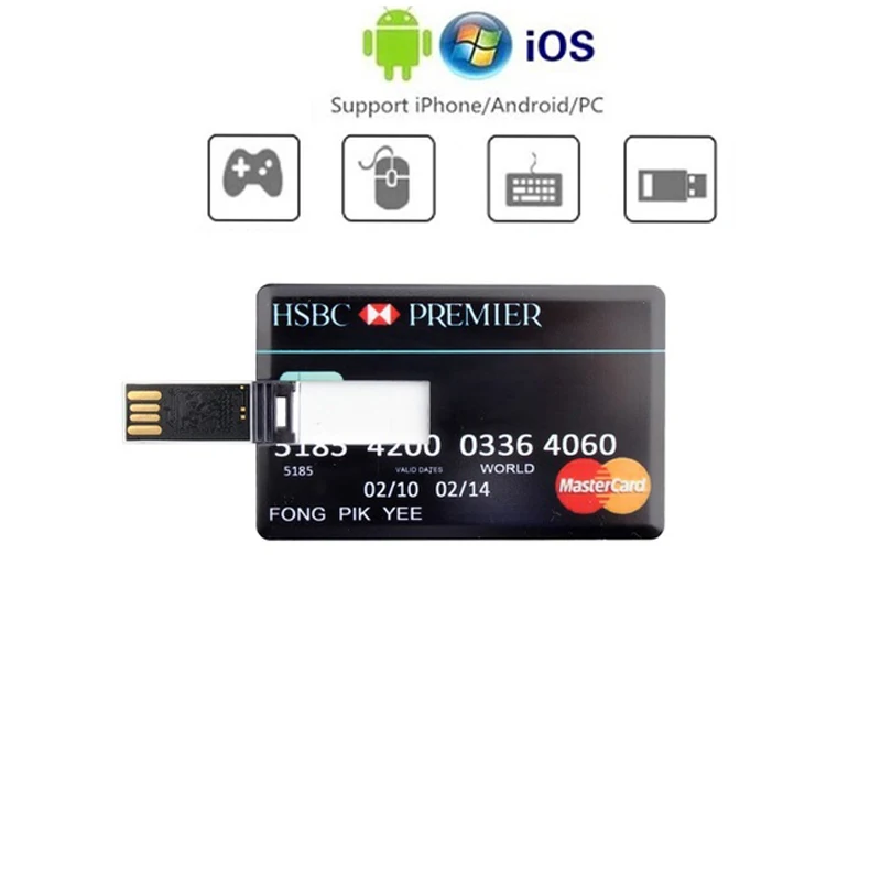 

U disk credit card memory stick usb 2.0 Bank card waterproof usb flash drive 128gb Pendrive 64GB 16GB 8GB 4GB 32GB Pen Drive