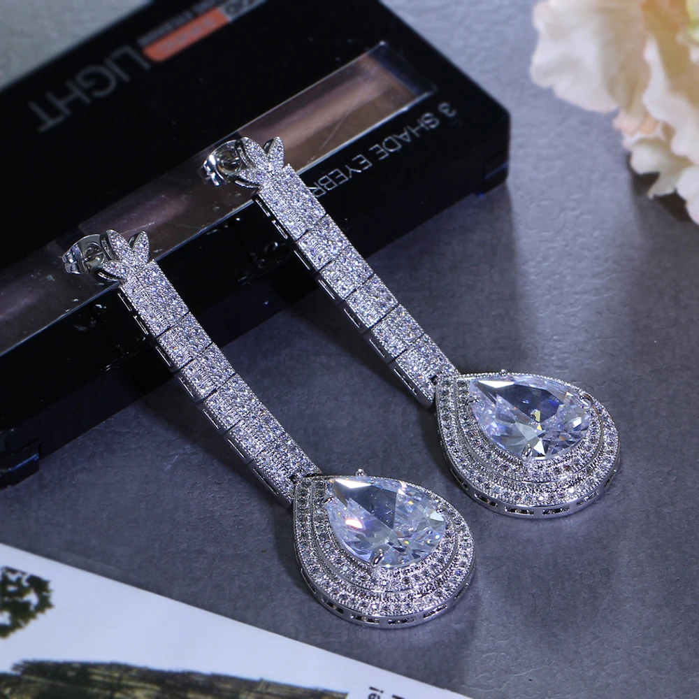 Big waterdrop earrings for wedding party luxury color jewelry jewellery white Green Black Red and Gold colors large drop earring