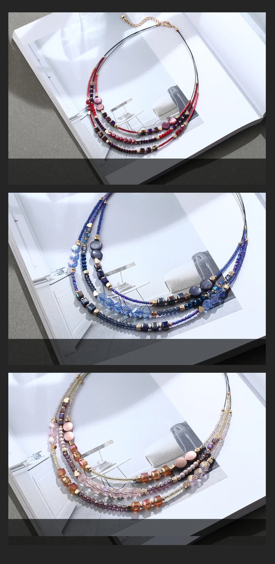 Ручная работа подвеска с бусинами из кристаллов Чокеры ожерелья для женщин ювелирные изделия ожерелья и подвески женские ожерелья