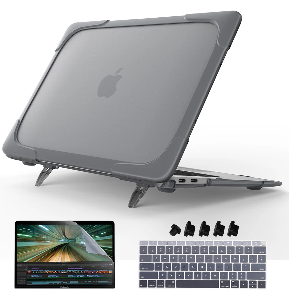 

Strong [Heavy Duty] [Dual Layer] Hard Case Cover with Plastic Bumper for Macbook Air 13 Inch with Retina Display fits Touch ID