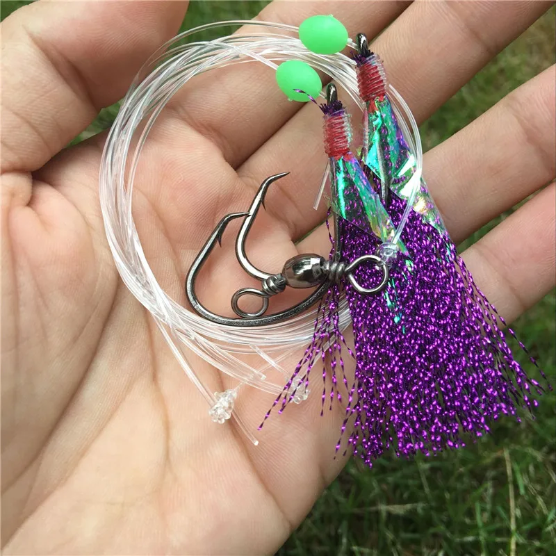Purple Color 6/0 Flasher rig Sabiki lures Fishing rigs Fishing hook set