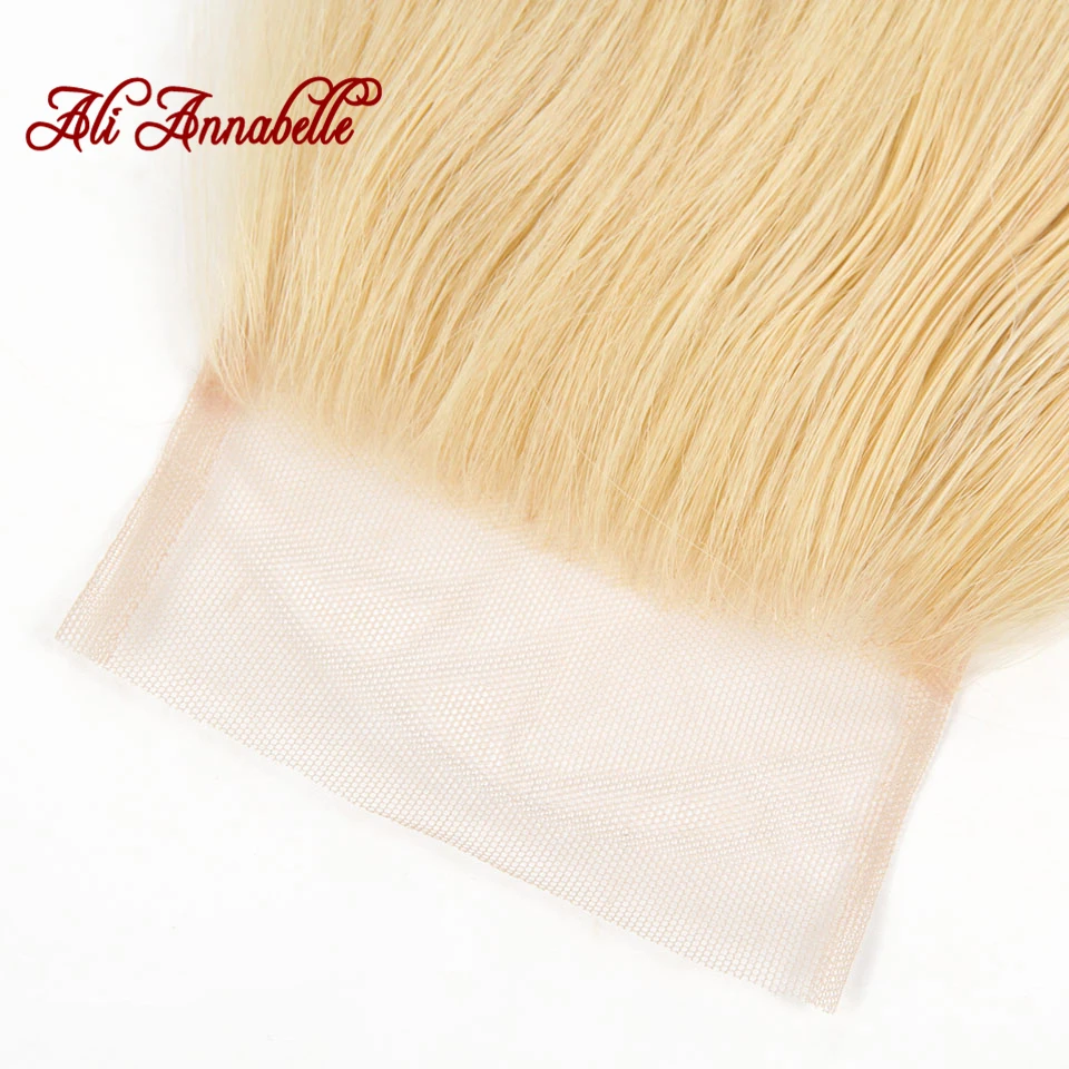 Малазийские человеческие волосы прямые 10-18 дюймов 4*4 закрытие шнурка 613 блонд швейцарские волосы remy с средней/свободной частью Али ANNABELLE