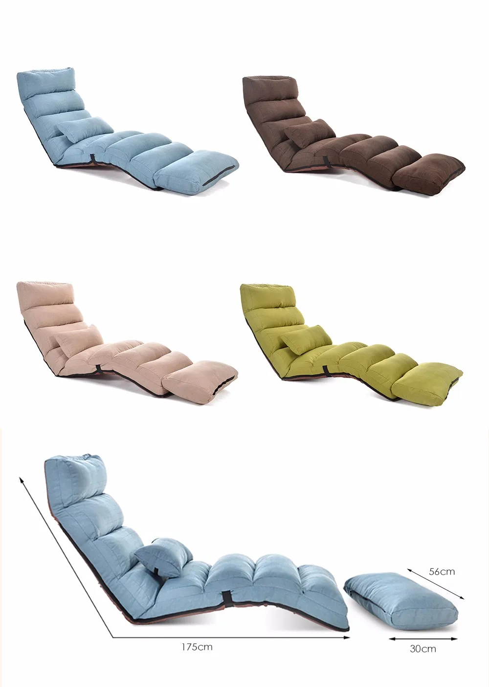 Adjustable Lazy Sofa Floor Chair with Feet Cushion