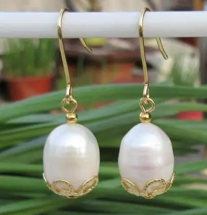 

free shipiing huge AAA++10x12mm white pearl earrings 14K/20 hook