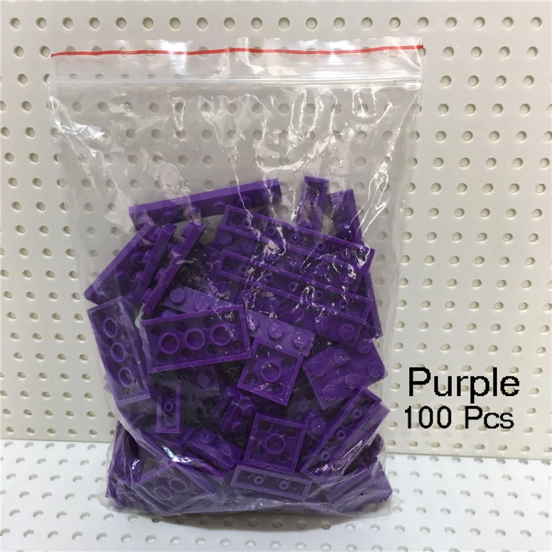 100 шт./лот, 15 цветов, объемные строительные блоки, кирпичи для детей, игрушки, смешанные 8 моделей, совместимы с пластиной 1x1 1x2 1x3 1x4. 2x4 - Цвет: 100Pcs Purple