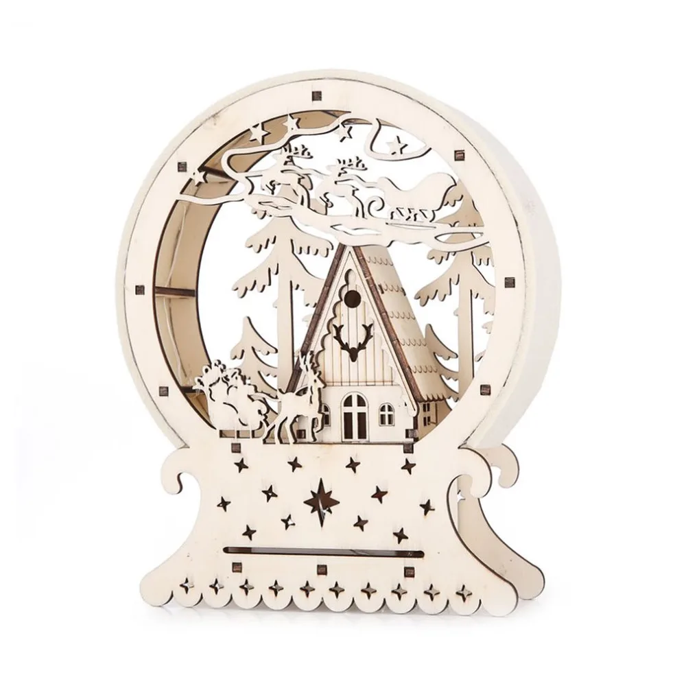 

Cute Wood House Christmas Decorations Luminous Cabins Creative Gift Table Decor Christmas Ornaments For Home Party LED Lighting
