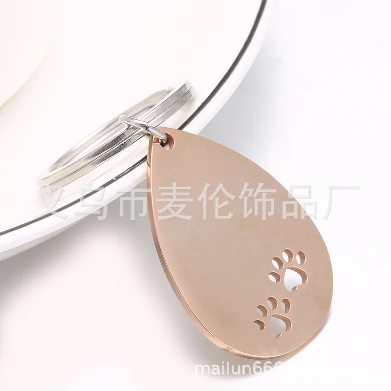 Pet dog foot toe из нержавеющей стали брелок для ключей Капля воды кулон держатель для ключей 10 шт