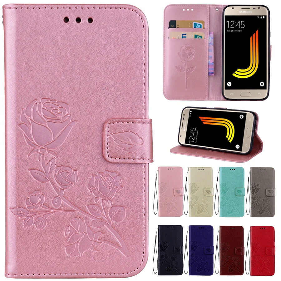 

Leather Phone Case For Samsung Galaxy J330 J530 2017 EU Version Rose Flower Wallet Stand Phone Cover For Samsung j330 j530