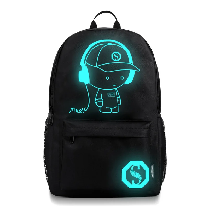 4pcs Backpack Child School Bags For Teenage Girl Boys Anti-theft School Backpack Anime Luminous Schoolbag With USB Charging Port