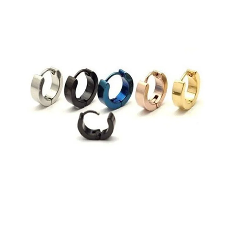 

2017 New Classic Style 4 colors Round Simple Earring Stainless Titanium Steel Hoop Earrings For Men Women girls Earrings Gift