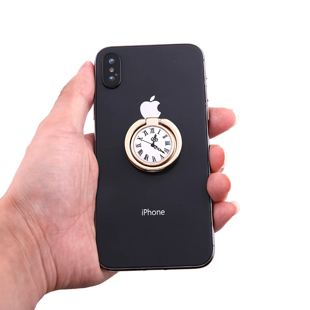 Metal Clocks 360 Degree Rotatable Metal Mobile Phone Holder Universal phone Ring Bracket For iPhone Samsung LG ipad Table