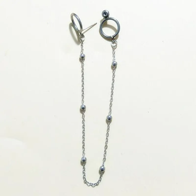

1pcs Korean Fashion KPOP V Earrings Bangtan Boys V Stud Doulbe circular bead Chain Long Earrings Jewelry