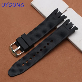 

Quality rubber watchband 21mm replacement silicone strap for Swatch YRS401|402|411|409|413 black bracelet