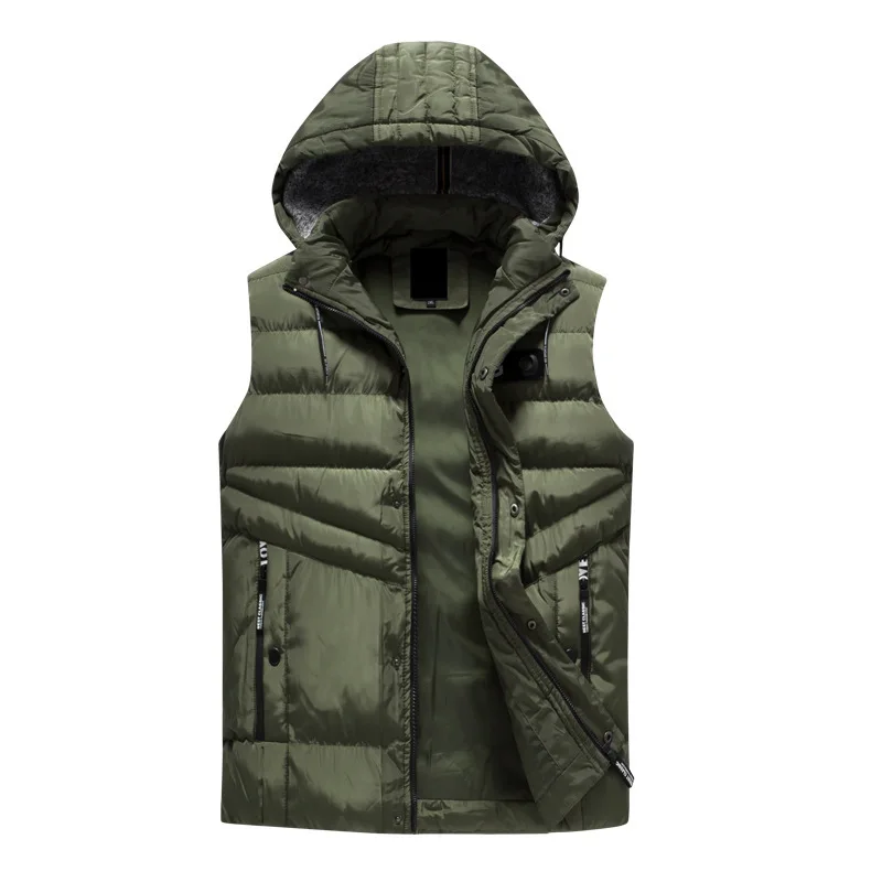 Fashion Men Down Vest Hoodies Autumn and Winter Coats Thickening Warm Vest Men Windproof Sleeveless Jacket Lovers Waistcoats 5xl