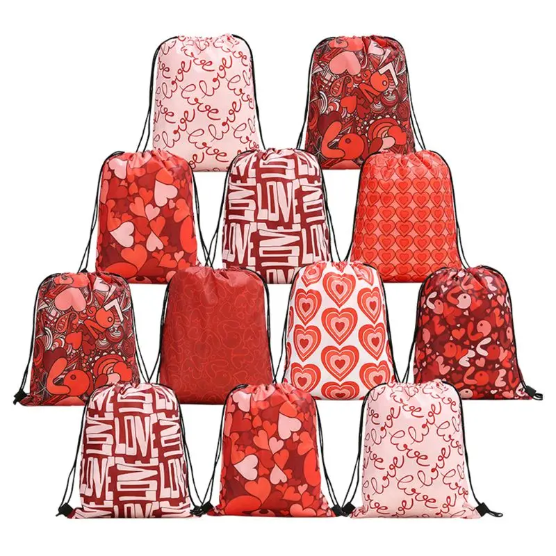 Для женщин подарок ко Дню Святого Валентина сердце узор шнурок рюкзак Clinch Sack Спорт Путешествия Открытый рюкзак сумка с Кулиской