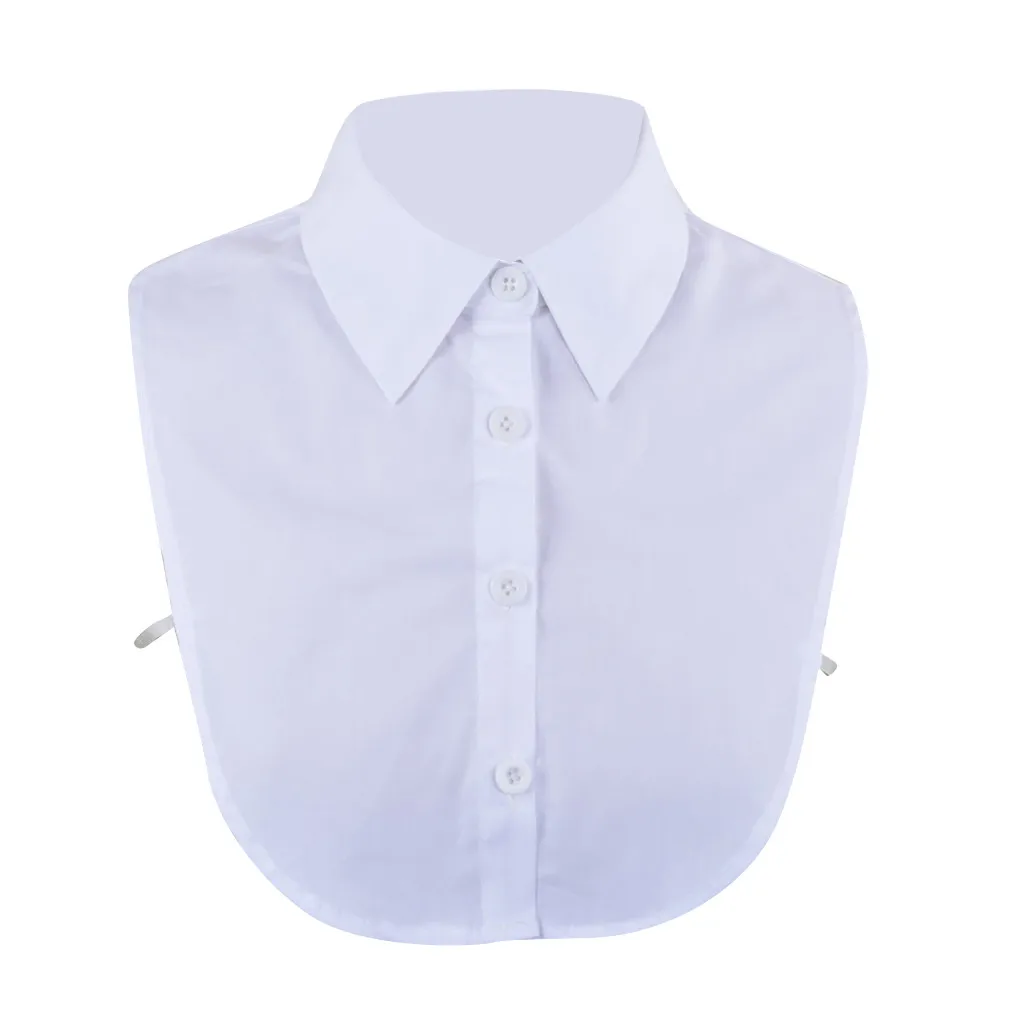 

Fashion Detachable Collar Women Solid Color Button Blouse False Collar Clothes Shirt Detachable Fake Collar