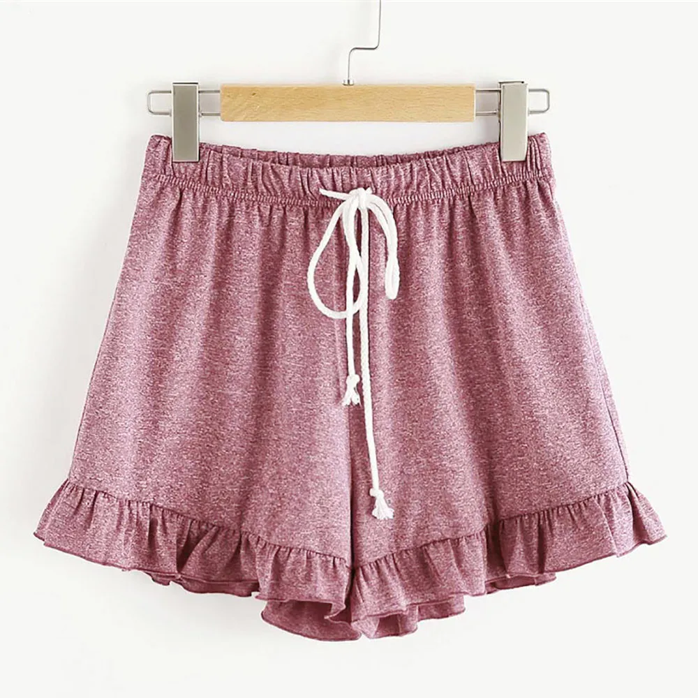 Summer Women Short Pants Solid Rope Straps Mid Waist Elastic Loose Shorts Waist Ringer Shorts Pants Wholesale And Freeship F#J12 (2)