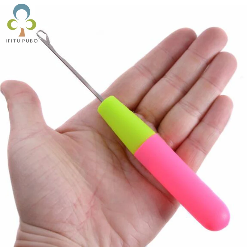 3pcs Hair Woven Wig plastic Handle Crochet Needle Braid needle Feather