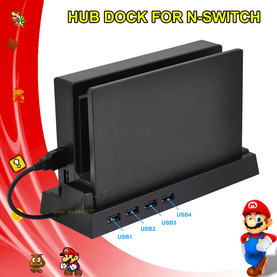 Переключателя Nintend концентратор аксессуары для рыбной ловли 4 Порты usb nintendo s