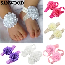2 шт. сандали обувь для новорожденных лента цветов босиком сандалии носок детские носки босоножки для обуви украшения для обуви обувь для девочек кеды для девочек сандали носки для девочек носки с пальцами пинетки