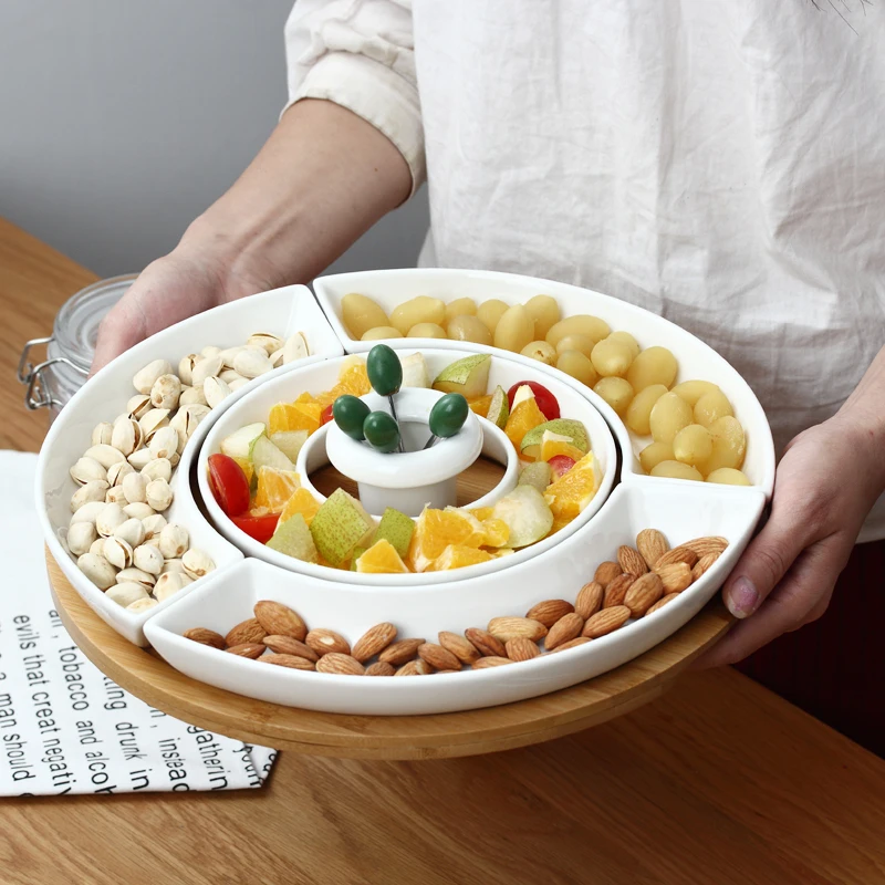 Уникальная керамическая тарелка в ассортименте, декоративный фарфоровый съемный поднос для сервировки, Бамбуковая посуда, Декоративная посуда