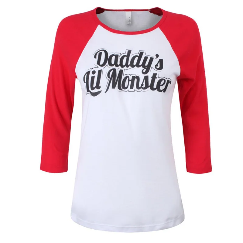 Отряд Самоубийц Харли Квинн Daddy's Lil Monster футболка Харли Квинн косплей костюм Женская Футболка 1 шт