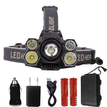 

Headlamp Head Lamp Flashlight Headlight Lighting Waterproof 8000 Lumens 5*xm-l Usb Led Bulbs 2x 18650 Battery Litwod Lithium