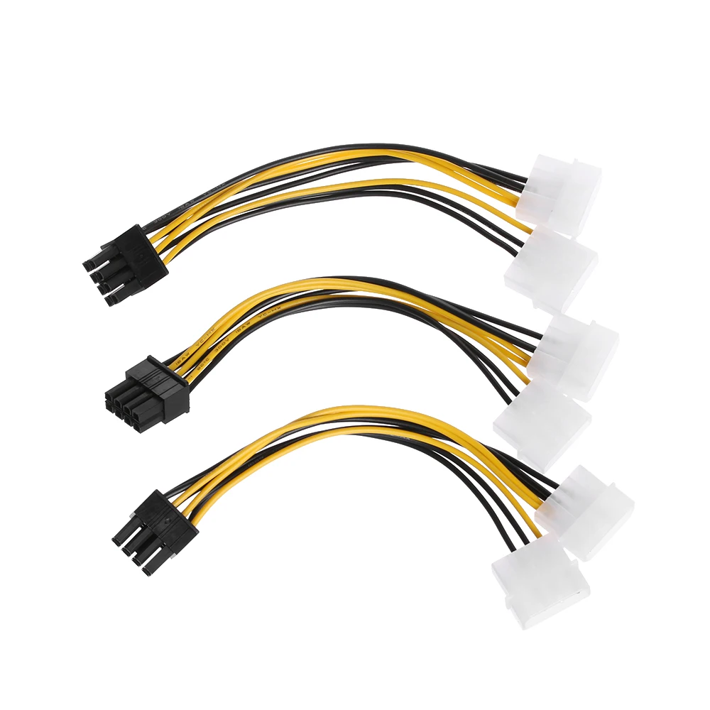 

1 PC Dual Molex 4 pin to 8-Pin PCI Express Video Card Pci-e ATX PSU Power Converter Adapter Cable Wire