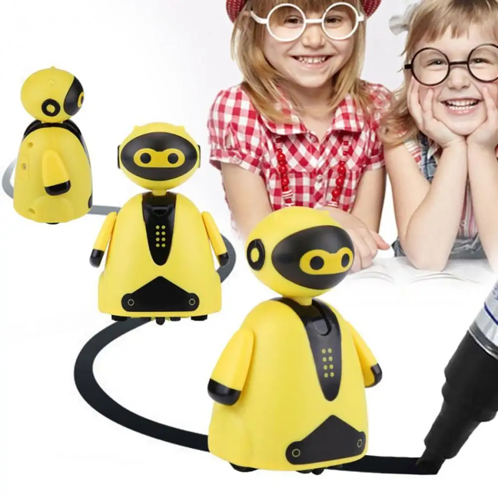 

Creative LED Light Induction Follow Pen Line Lovely Walking Robot Kids Toy