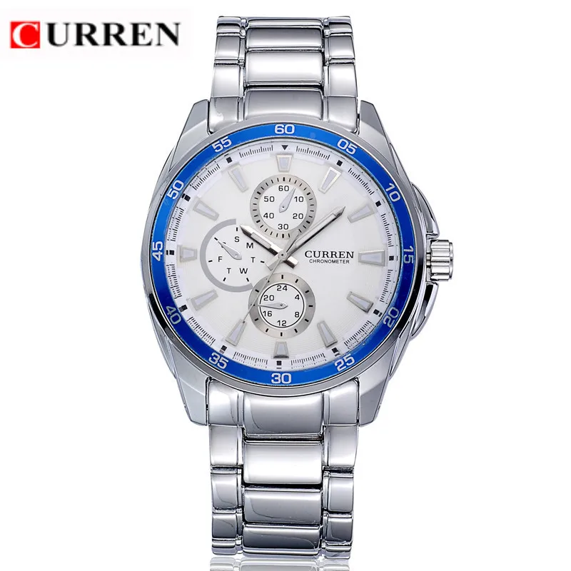 

CURREN 2019 Casual Fashion Simple Casual Chronometer Quartz Watch With Round Dial/Embedded Dials/Strip Scale-Blue Gift For Men