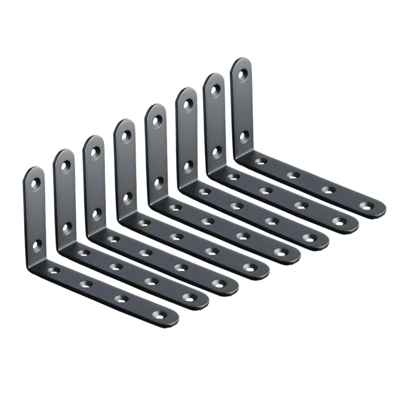 

16Pcs Corner Brace Black Steel L Brackets for Shelves 5 Inch X 3 Inch Decorative Corner Brackets for Wall Joint Angle Brackets