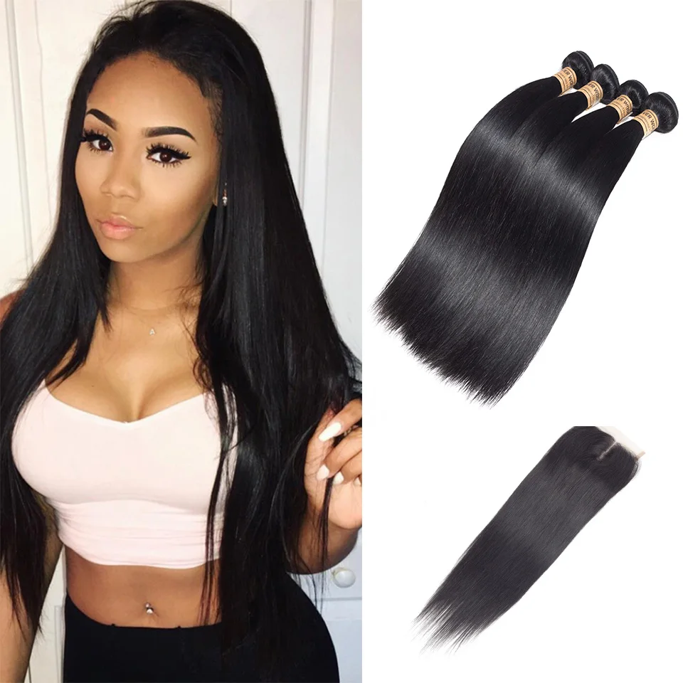 Buy Peruvian Straight Human Hair Weave 4 Bundles With