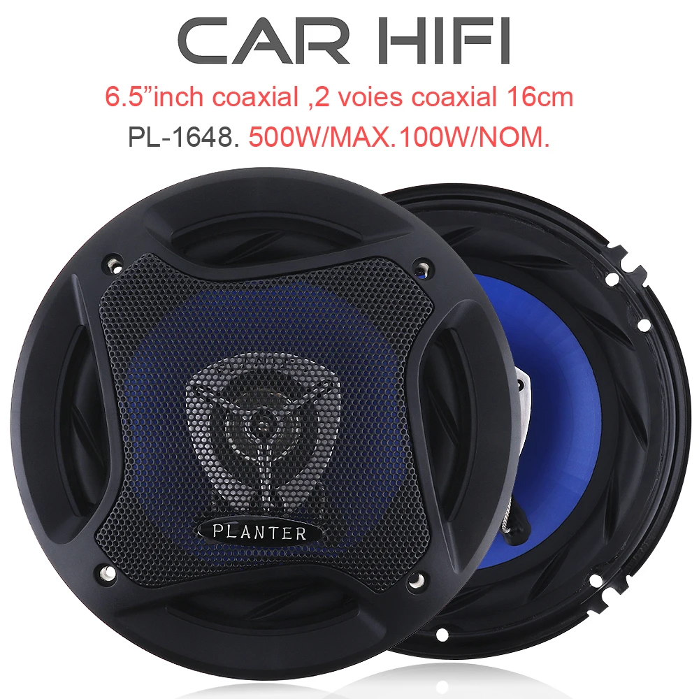 2pcs 6.5 Inch 500W Car HiFi Coaxial Speaker Vehicle Door Auto Audio