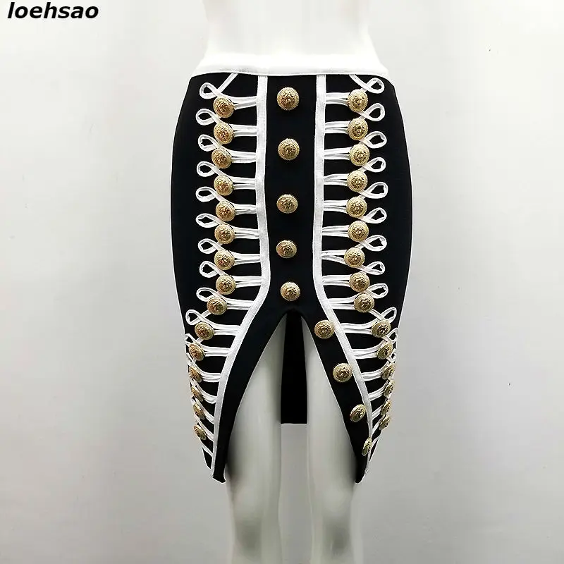 

Fashion Slim Women Bodycon Skirts Pink Black Autumn Bandage Skirt Button Striped Mini Sexy Rayon Evening Club party Mini Skirts