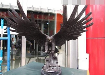 

wholesale factory 25" Large Pure Bronze spread the Fly wings Eagle hawk Bird Art Statue