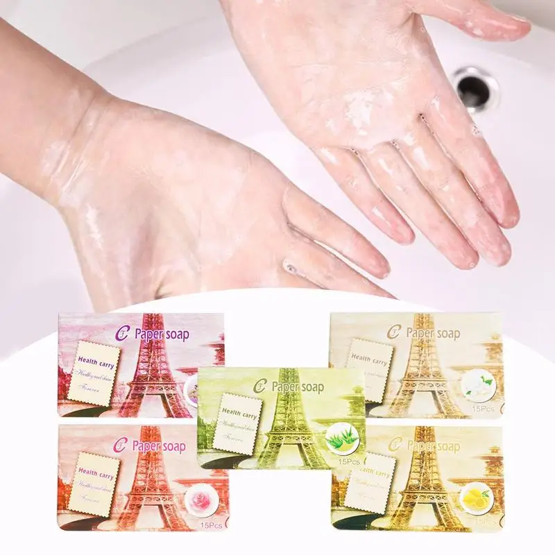 

180pcs/12box/set Portable Bath Soap Paper Washing Hand Bath Travel Scented Slice Ourdoor Convenient Foaming Box Paper Soap