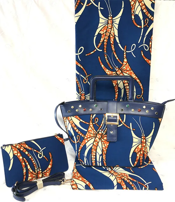 Африканская ткань с восковой печатью, африканская ткань с 2 шт, Женская сумочка, Анкара, ткань для лоскутов, 6 ярдов, хлопок, ткань TN-A1 - Цвет: 2