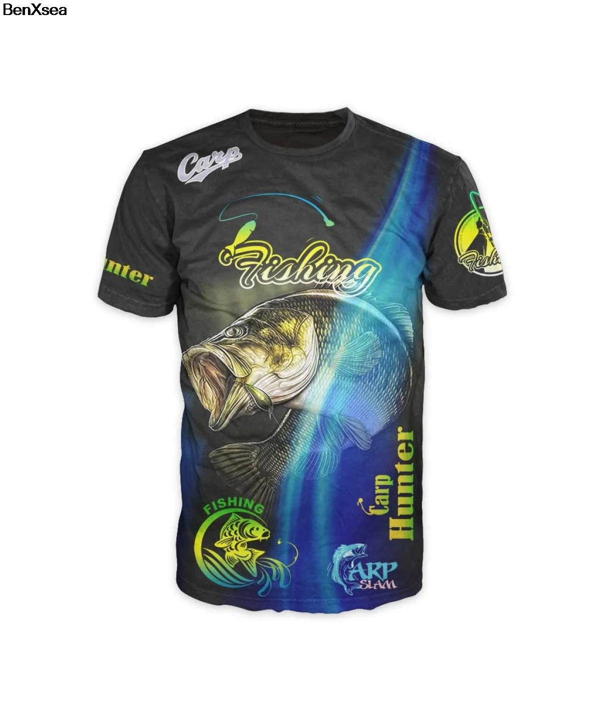 Модная стильная футболка с 3D принтом, крутая Мужская и женская футболка с 3D рыбкой, хобби, футболка с карпом, большие размеры, хип-хоп - Цвет: Тёмно-синий