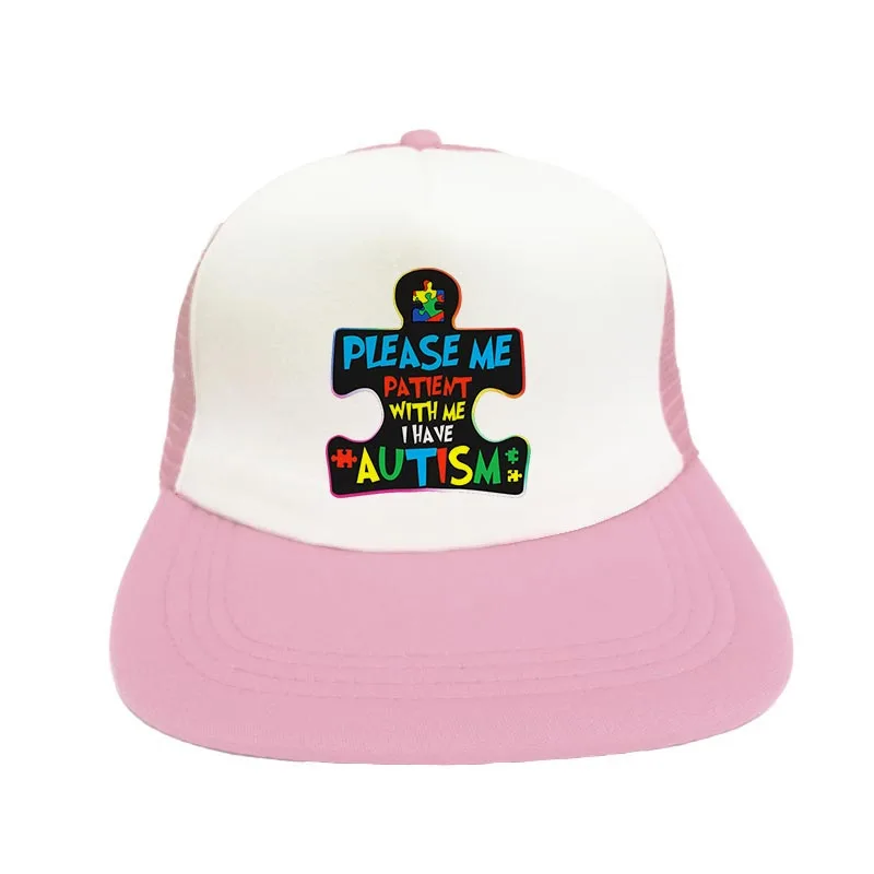 Пожалуйста, будьте терпеливы, у меня есть аутизма с буквенным принтом в стиле «хип-хоп» с принтом в виде шляпы Для мужчин Для женщин Радуга паззл осознание аутизма бейсболка YF104 - Цвет: YF10423