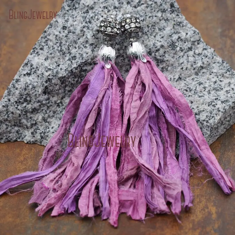 20171213-PM8963- Cerise Pink Sari Silk Tassel Pendant Antique Silver_3