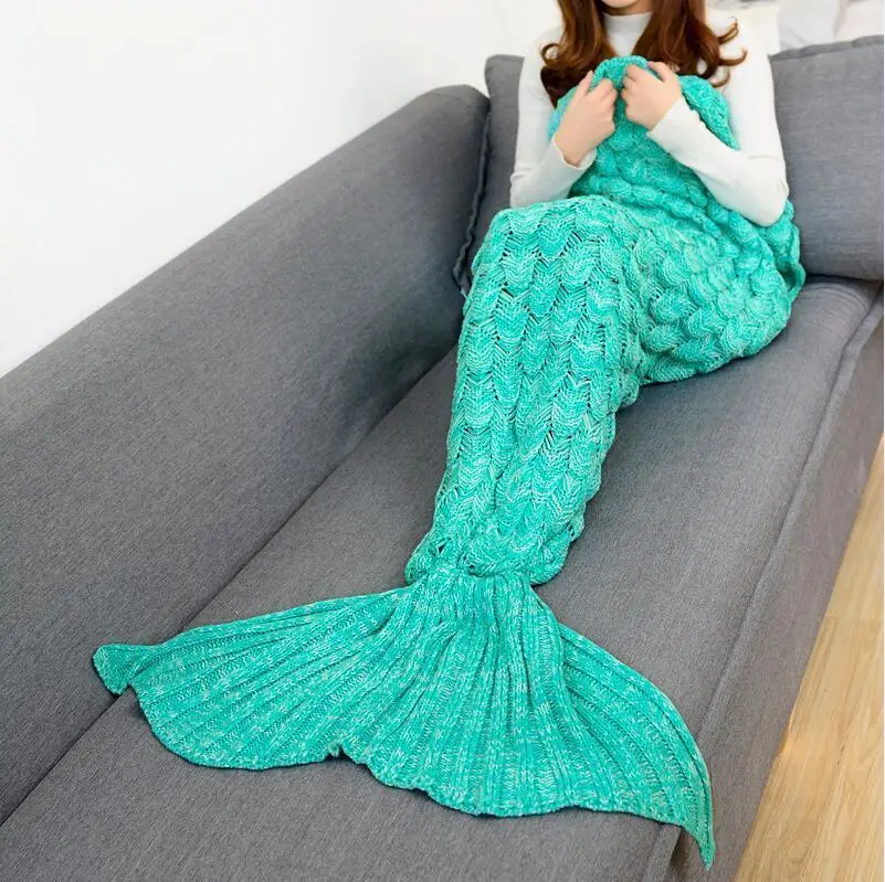 cheap New Mermaid Blanket High Quality Blankets Knitting Fish Tail Blanket Sofa Cover Birthday Gifts For Girls