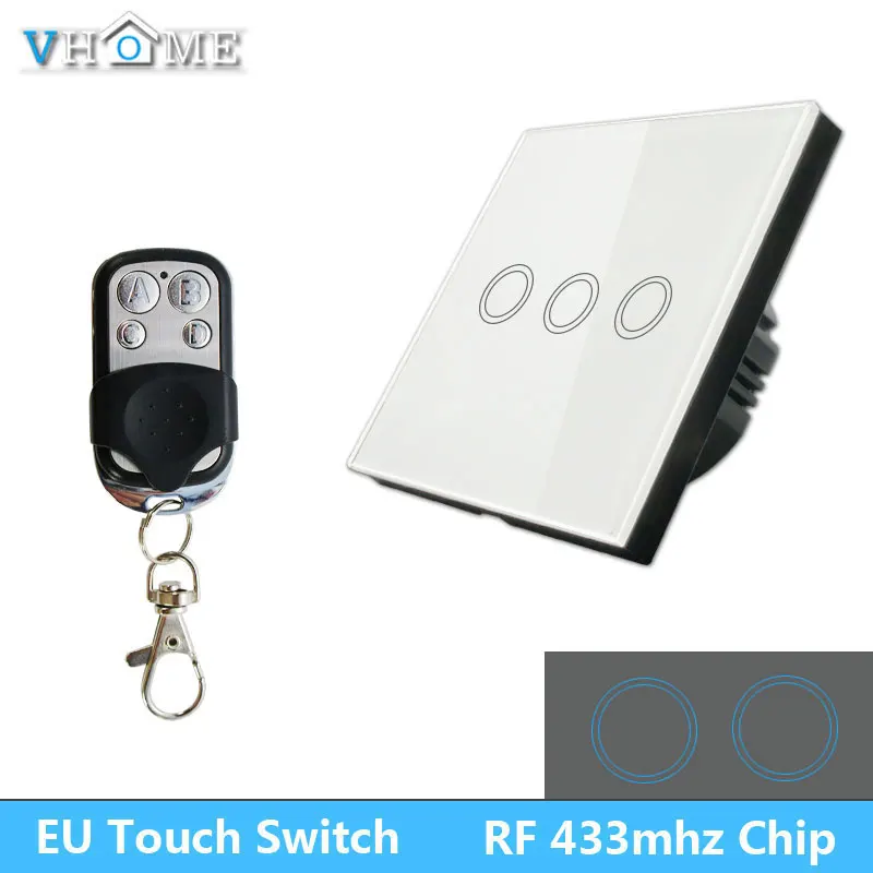 

Vhome Smart Touch Switch,RF 433mhz Smart Home Touch Switch Panel,EV1527 EU/UK Standard Smart Wall panel