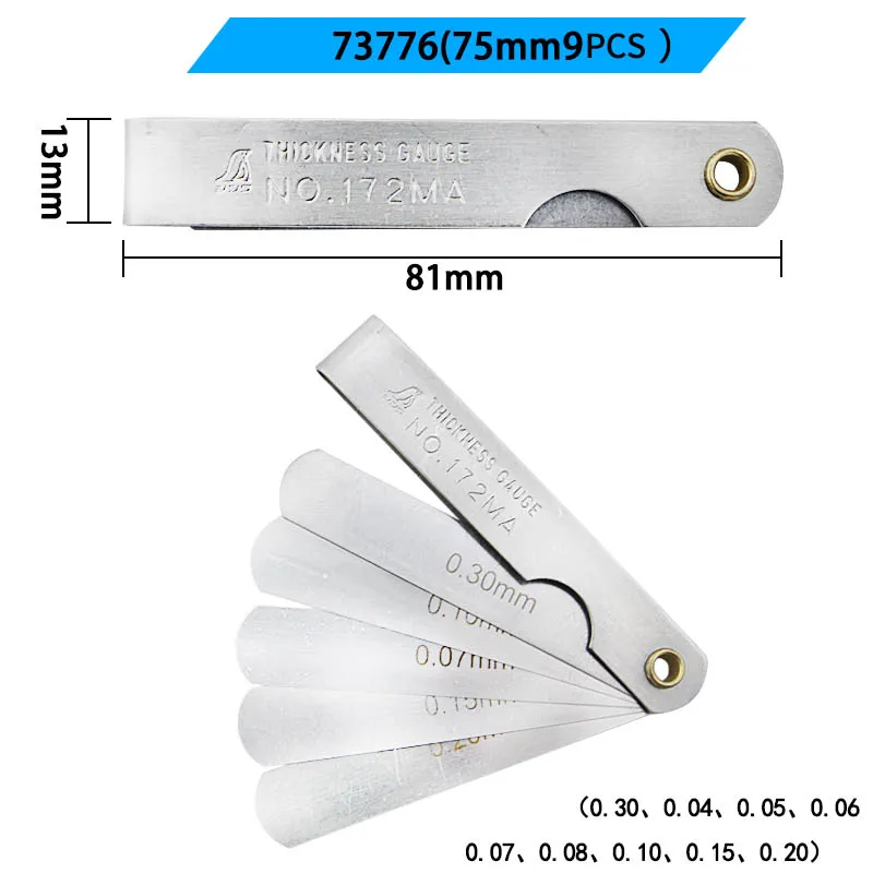 SHINWA Feeler gauge gap линейка нержавеющая сталь толстый Калибр толщина Калибр Высокая точность 1,0-0,02 мм 75 мм 9 шт