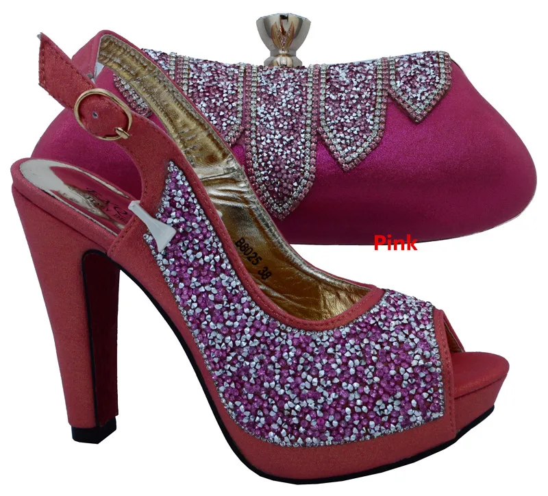 African shoe and bag set with Peep toe Italian matching shoes and bags set for wedding